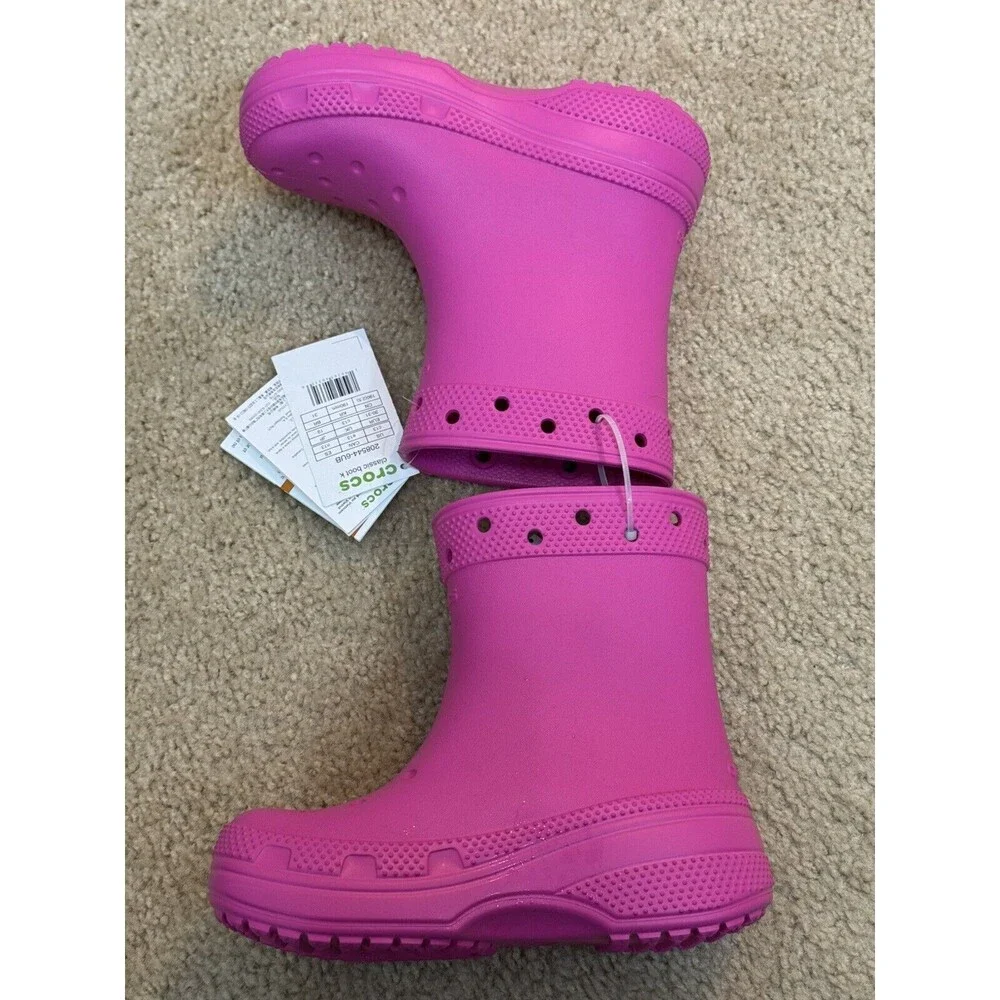 NWT Crocs Classic Rain Boots Pink Girls Sz C13